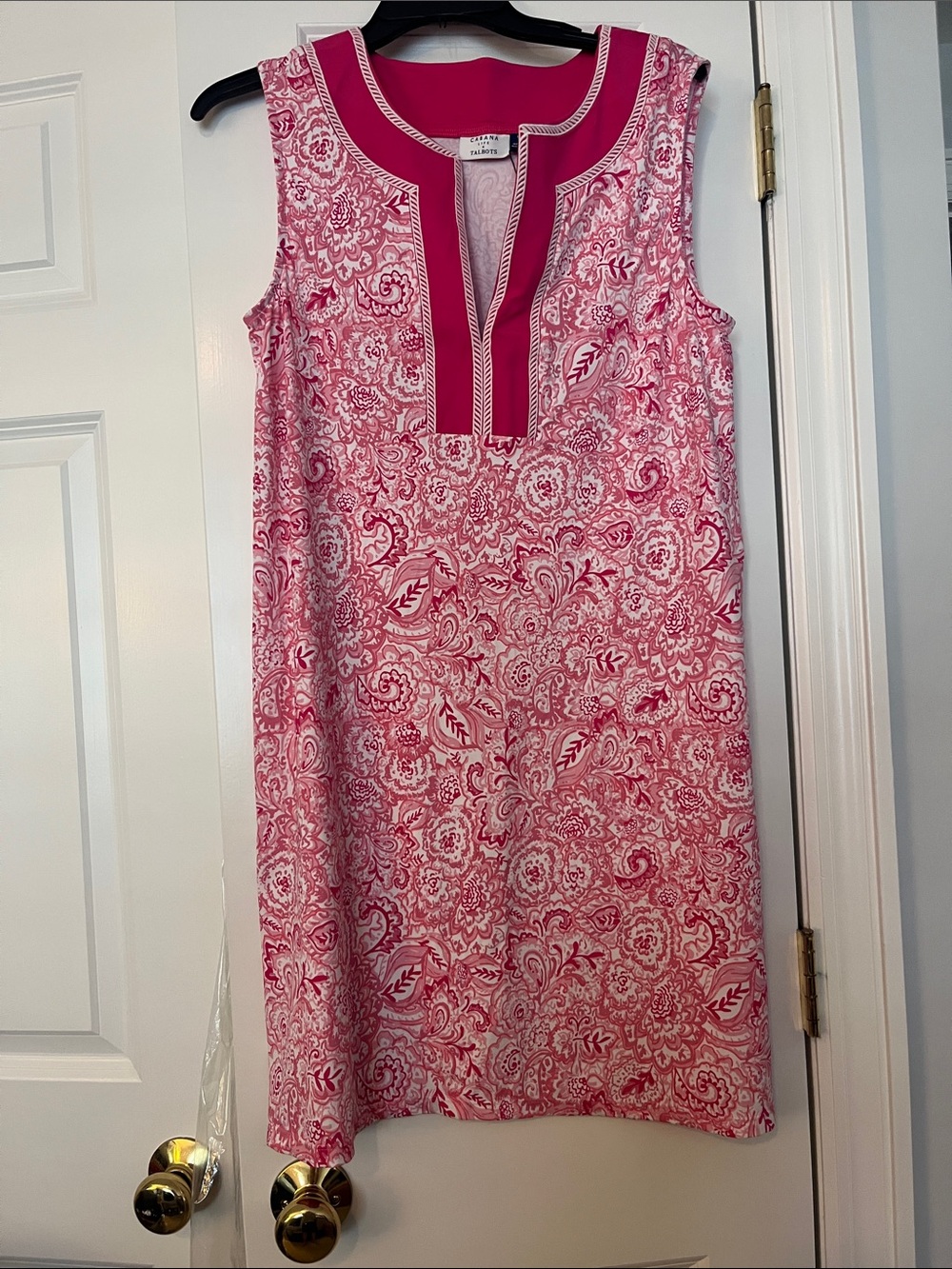 Talbots Pink & White Paisley-Print Dress/swim cover up size L